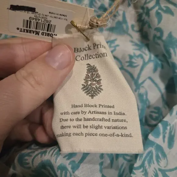 World Market Hand Block Blue Printed Jumpsuit S/M Boho Wide Leg Romper Oversize - Picture 6 of 9